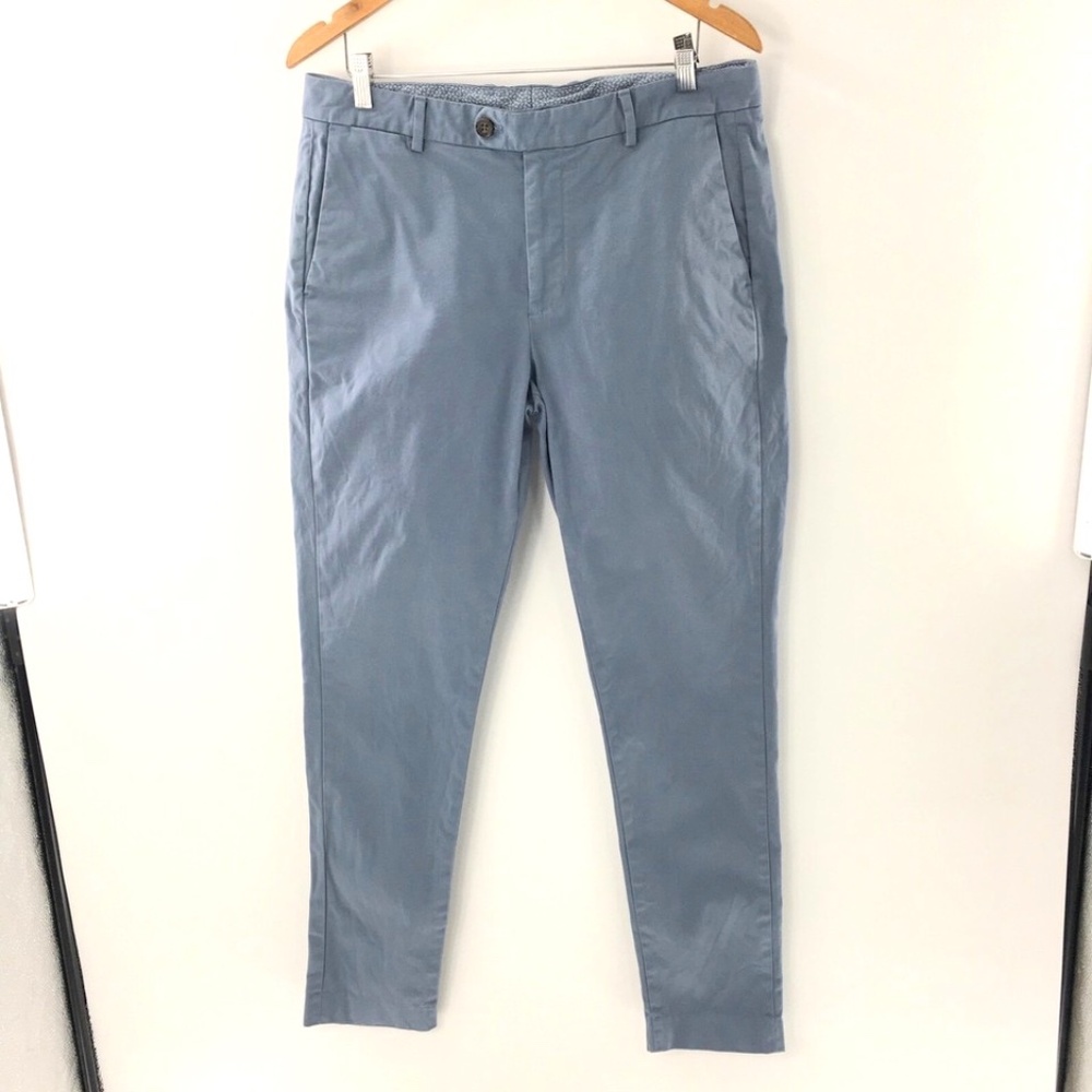 Bonobos Mens Pants Slim Taper Flat Front Blue Chino Casual Pants Sz 33x32
